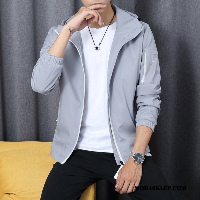 Męskie Kurtki Kup 2019 Slim Fit Cienka Kurtka Wiosna Czerwony