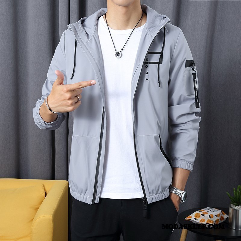 Męskie Kurtki Kup 2019 Slim Fit Cienka Kurtka Wiosna Czerwony