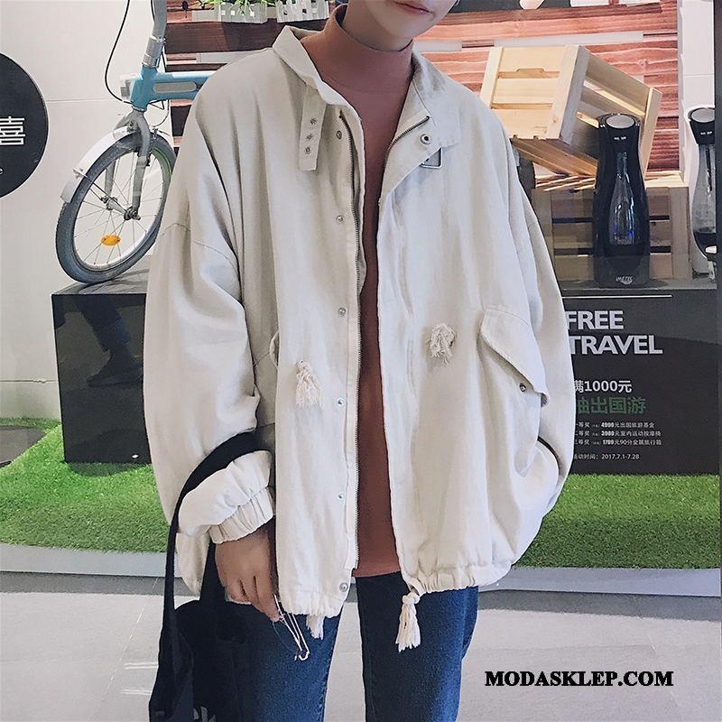 Męskie Kurtki Oferta Hip-hop Wiosna Casual Męska Modna Marka Beżowy Biały