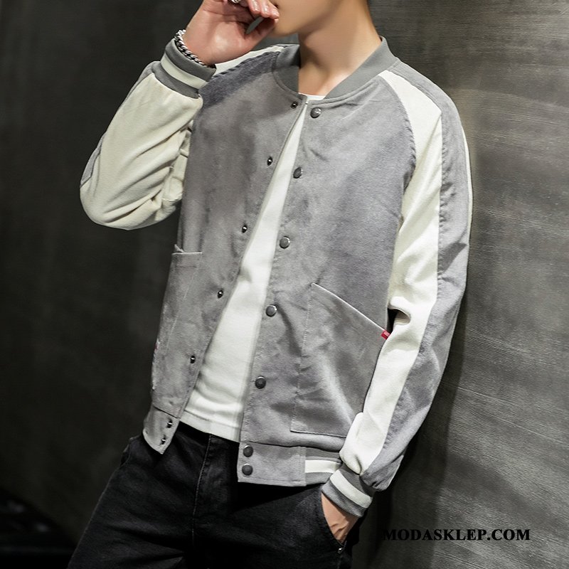 Męskie Kurtki Online Baseball Slim Fit Casual Nowy Płaszcz Niebieski