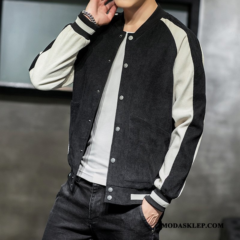Męskie Kurtki Online Baseball Slim Fit Casual Nowy Płaszcz Niebieski