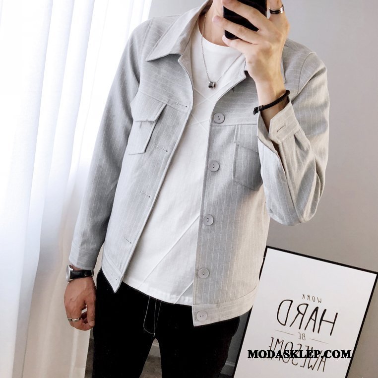 Męskie Kurtki Sprzedam 2019 Nowy Slim Fit Krata Męska Szary