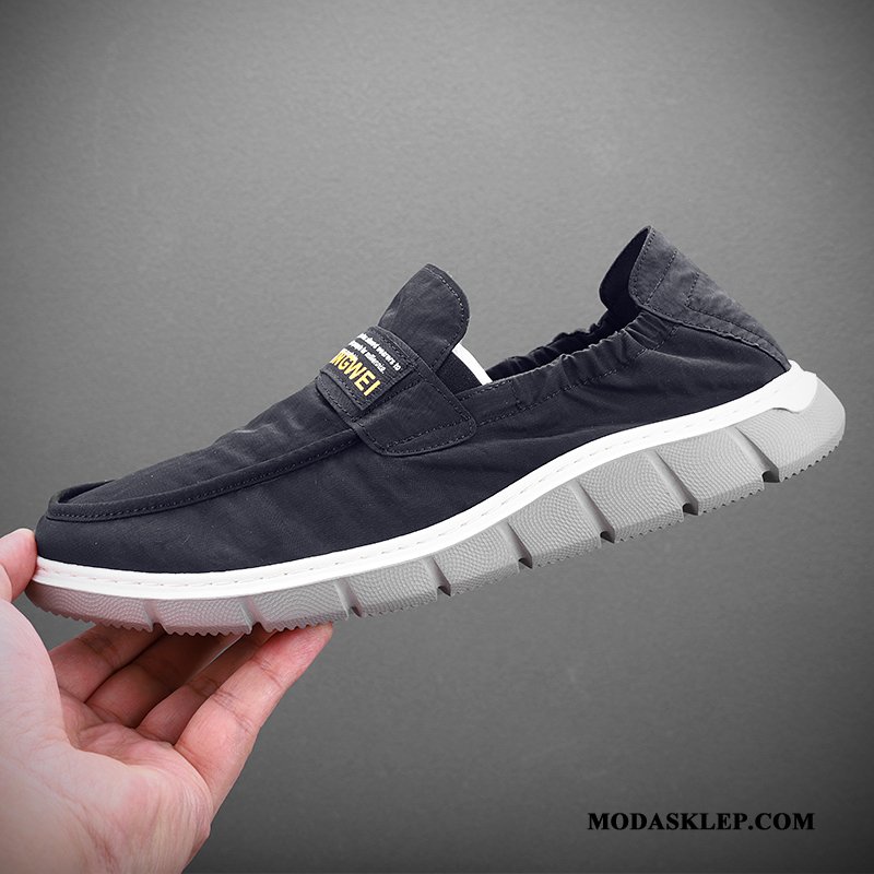 Męskie Mokasyny Dyskont Loafers Miękka Podeszwa Buty Niskie Slip On Czarny