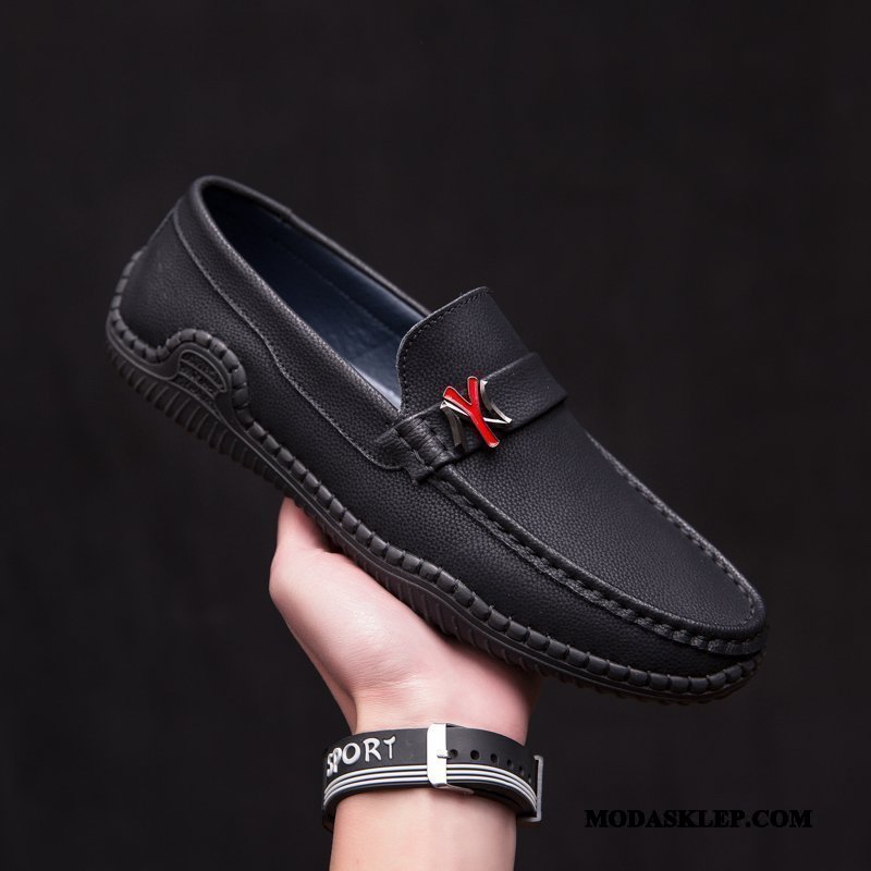 Męskie Mokasyny Kup Buty Żeglarskie Wiosna Skórzane Buty Prawdziwa Skóra 2019 Czarny