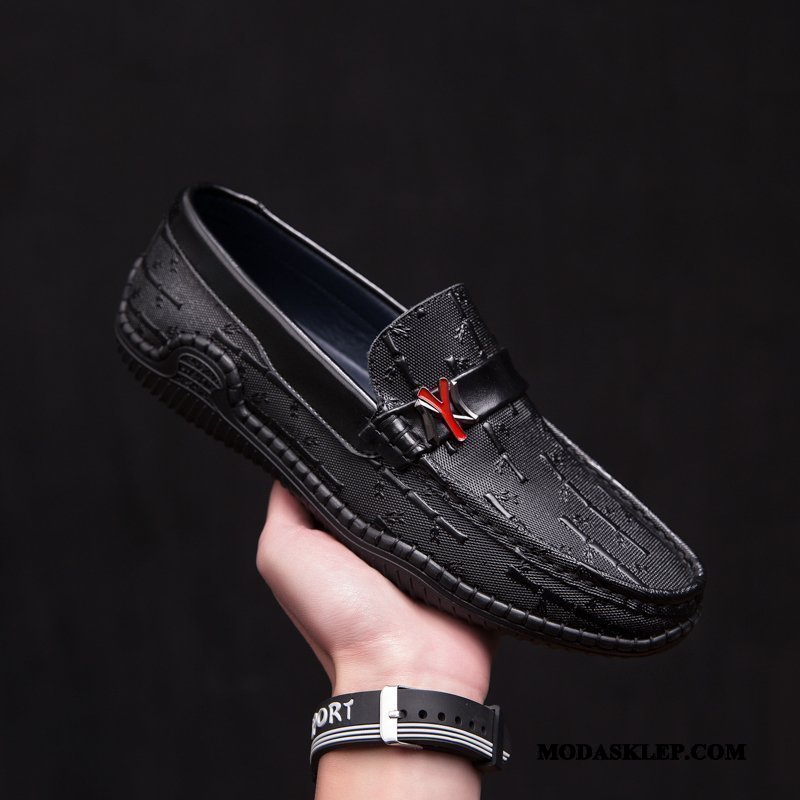 Męskie Mokasyny Kup Buty Żeglarskie Wiosna Skórzane Buty Prawdziwa Skóra 2019 Czarny