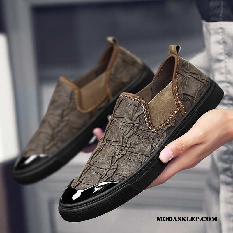 Męskie Mokasyny Kup Casual 2019 Buty Żeglarskie Lato Skórzane Buty Brązowy