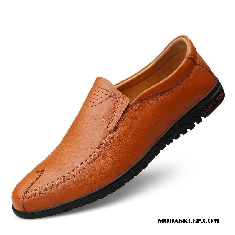 Męskie Mokasyny Kup Casual Miękka Podeszwa Buty Skóra Buty Żeglarskie Brązowy