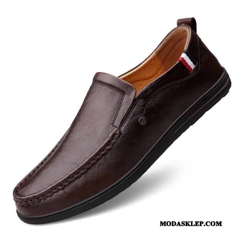 Męskie Mokasyny Kup Casual Miękka Podeszwa Buty Skóra Buty Żeglarskie Brązowy