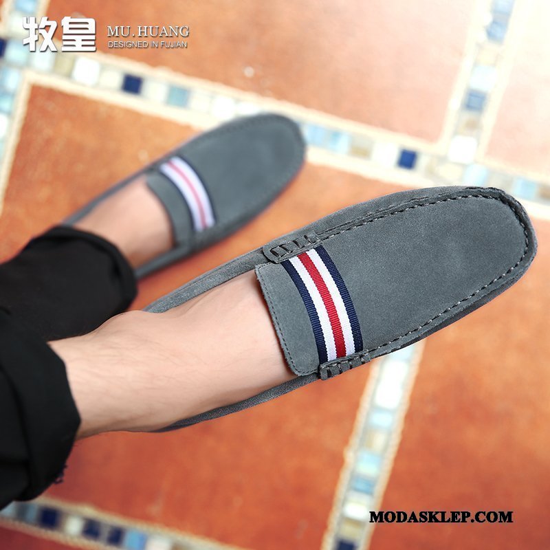 Męskie Mokasyny Kup Miękka Podeszwa Wiosna Nubuku Slip On Skórzane Buty Czerwony