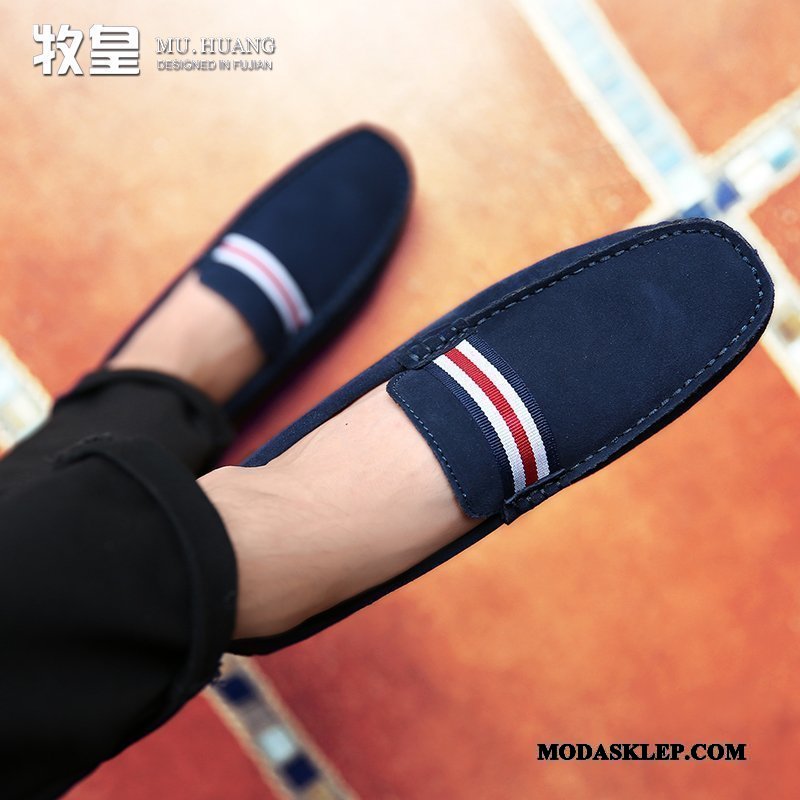 Męskie Mokasyny Kup Miękka Podeszwa Wiosna Nubuku Slip On Skórzane Buty Czerwony