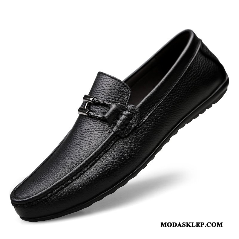 Męskie Mokasyny Kup Prawdziwa Skóra Casual Buty Brytyjski Skórzane Buty Biały
