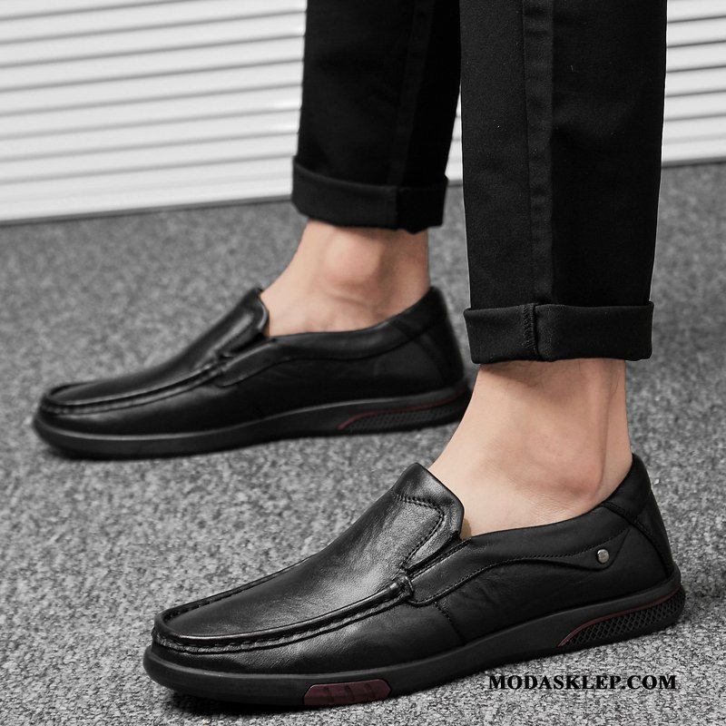 Męskie Mokasyny Kupię Biznes Oddychające Casual Prawdziwa Skóra Buty Czarny