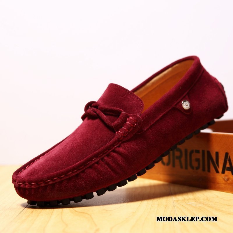 Męskie Mokasyny Oferta Buty Męska Slip On Lato Okrągły Burgund Zielony