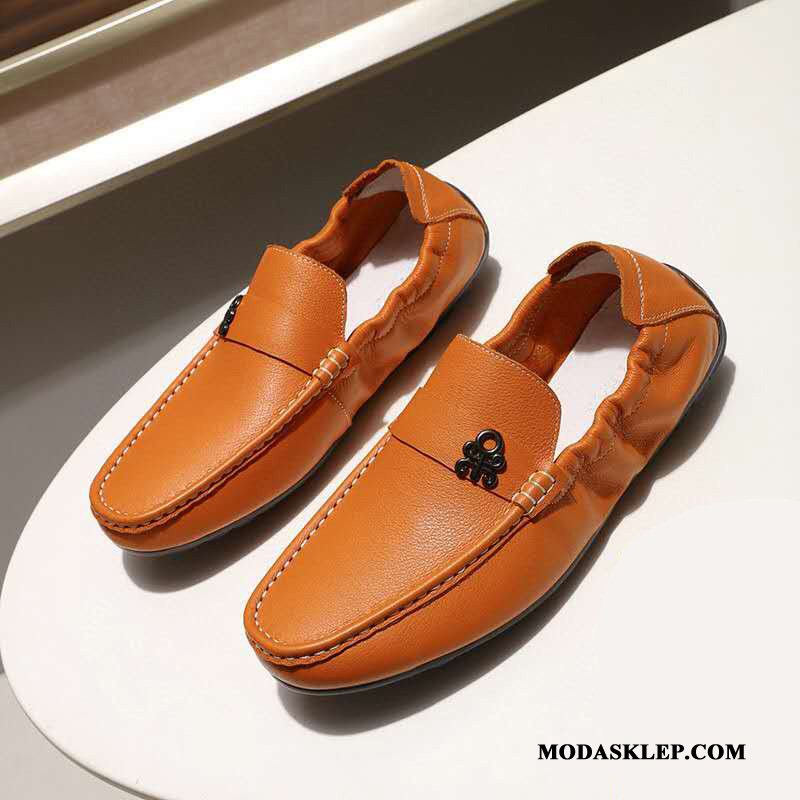 Męskie Mokasyny Oferta Buty Prawdziwa Skóra Antypoślizgowe Casual Męska Brązowy