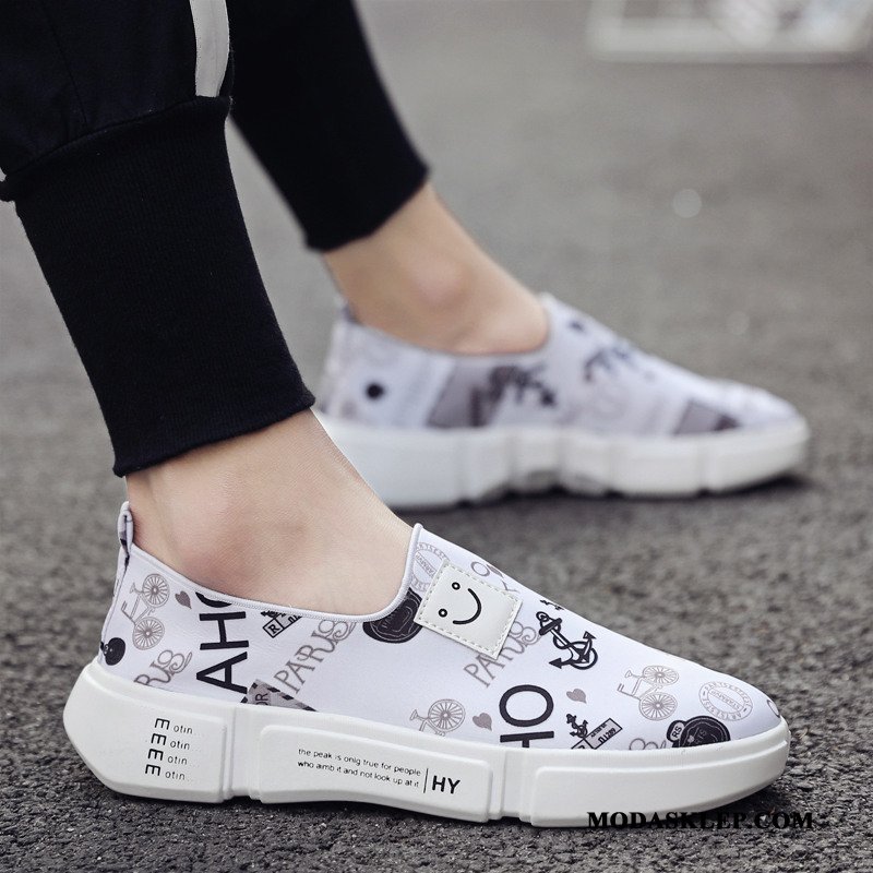 Męskie Mokasyny Oferta Graffiti Tendencja Męska Buty Lato Biały Czarny