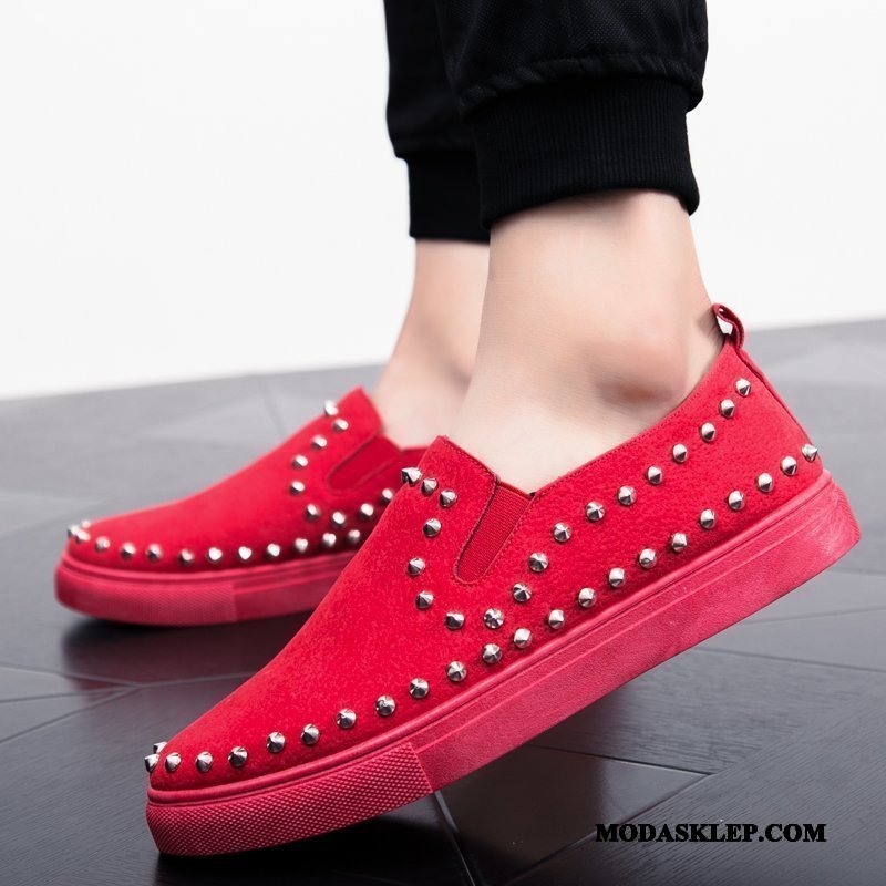 Męskie Mokasyny Online Buty Na Deskorolke Wszystko Pasuje Tendencja Męska Slip On Czarny Czerwony