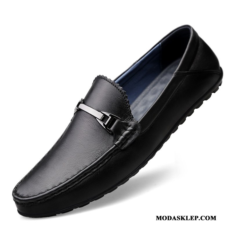 Męskie Mokasyny Online Buty Żeglarskie Oddychające 2019 Tendencja Skórzane Buty Czarny
