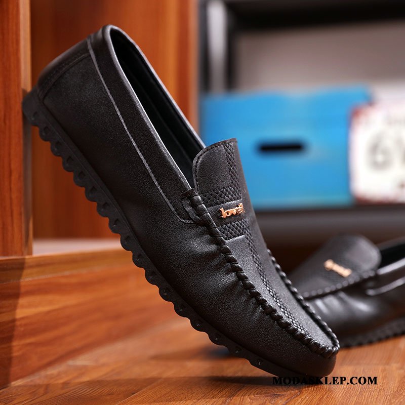 Męskie Mokasyny Online Wiosna Tendencja Casual Buty Slip On Biały Czarny