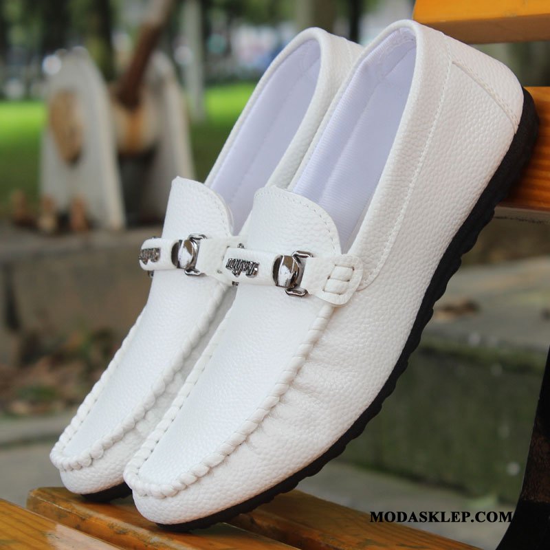Męskie Mokasyny Online Wiosna Tendencja Casual Buty Slip On Biały Czarny