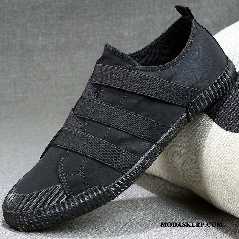 Męskie Mokasyny Sklep Buty Canvas Casual Płótno Niskie Czarny Czerwony