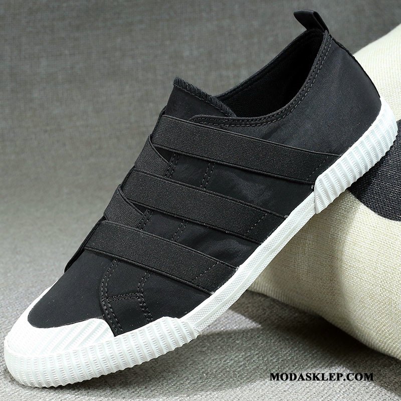 Męskie Mokasyny Sklep Buty Canvas Casual Płótno Niskie Czarny Czerwony