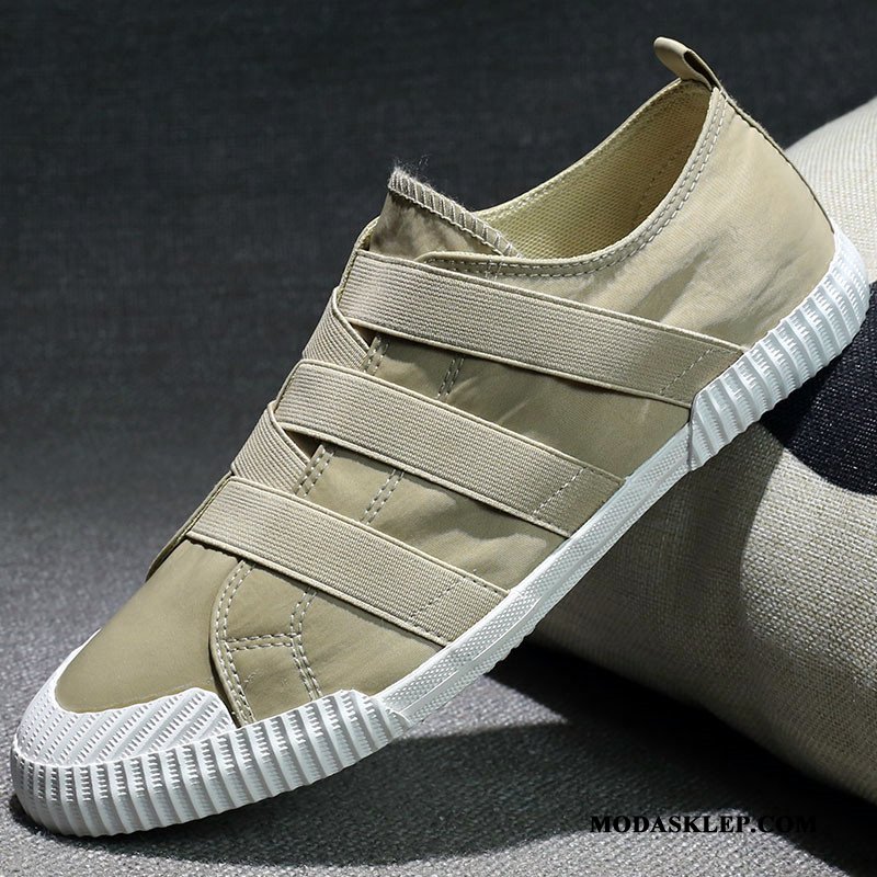 Męskie Mokasyny Sklep Buty Canvas Casual Płótno Niskie Czarny Czerwony