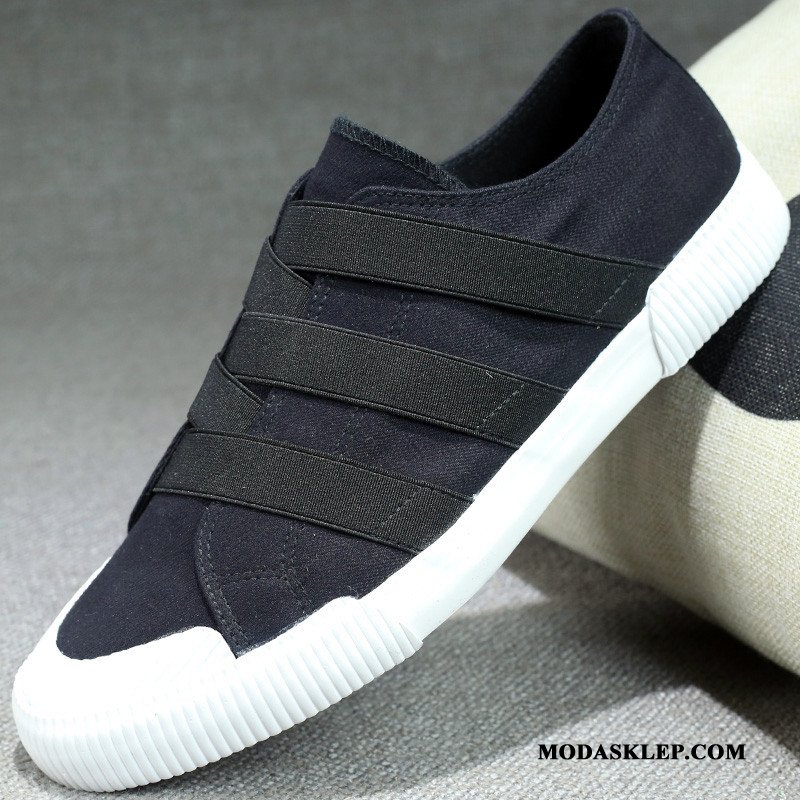 Męskie Mokasyny Sklep Buty Canvas Casual Płótno Niskie Czarny Czerwony