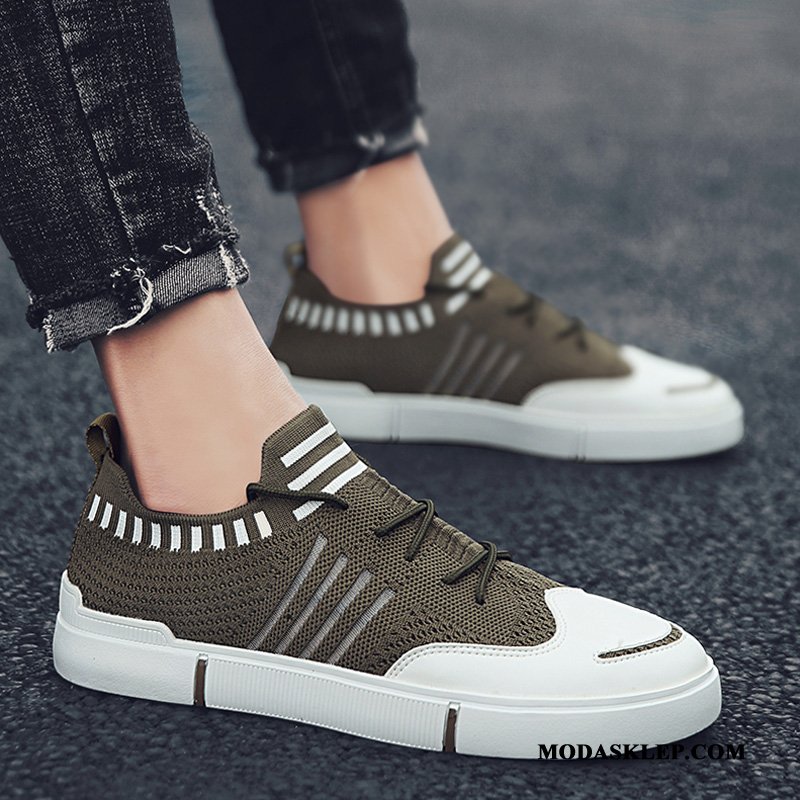 Męskie Mokasyny Sklep Męska Casual Buty Na Deskorolke Oddychające Lato Khaki Czerwony
