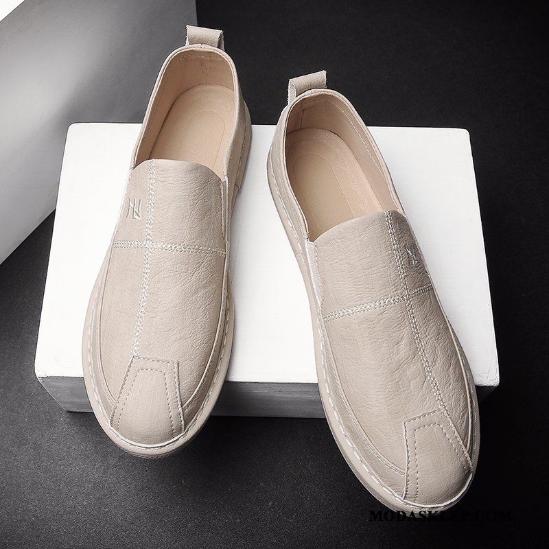 Męskie Mokasyny Sklep Skórzane Buty Męska Lato Slip On Tendencja Beżowy