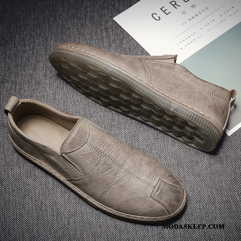 Męskie Mokasyny Sklep Skórzane Buty Męska Lato Slip On Tendencja Beżowy