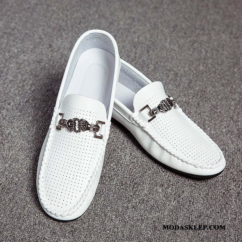 Męskie Mokasyny Sprzedam Dla Kierowców Oddychające Slip On Buty Żeglarskie Skórzane Buty Biały