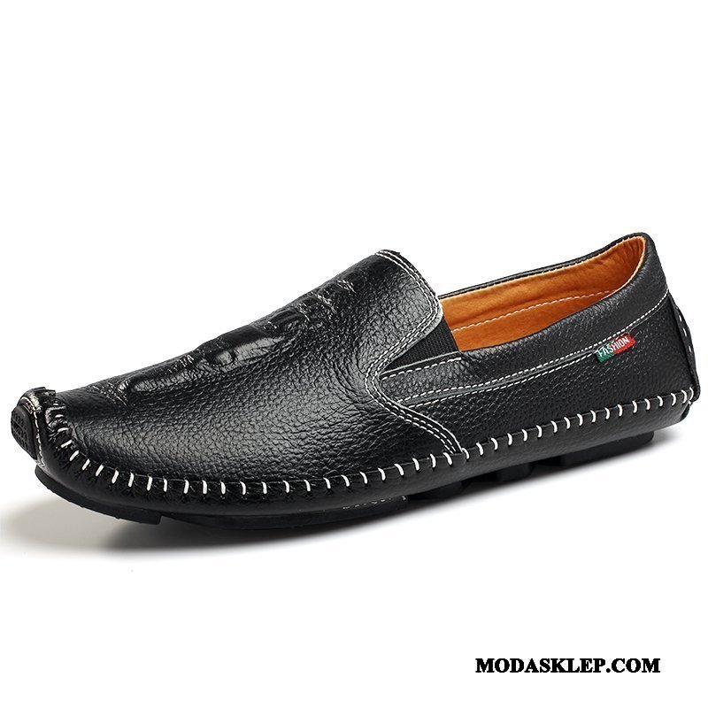 Męskie Mokasyny Sprzedam Krokodyl Slip On Brytyjski Miękka Podeszwa Buty Żeglarskie Czarny