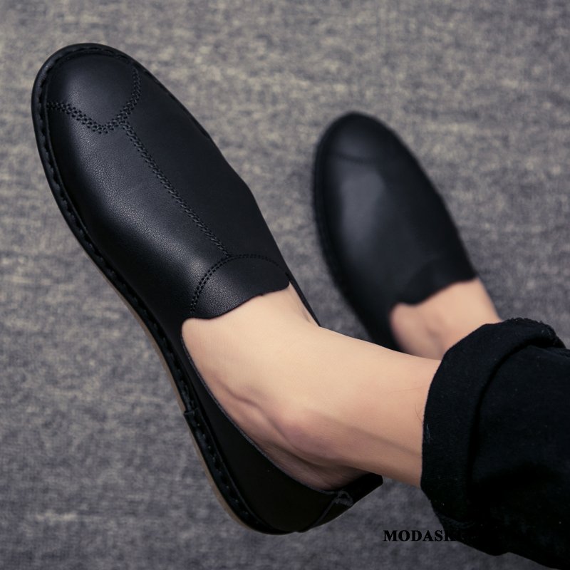 Męskie Mokasyny Sprzedam Skórzane Buty Wiosna Casual Wszystko Pasuje Oddychające Czarny