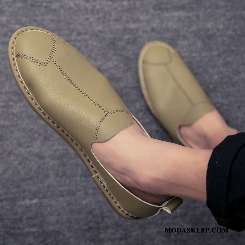 Męskie Mokasyny Sprzedam Skórzane Buty Wiosna Casual Wszystko Pasuje Oddychające Czarny