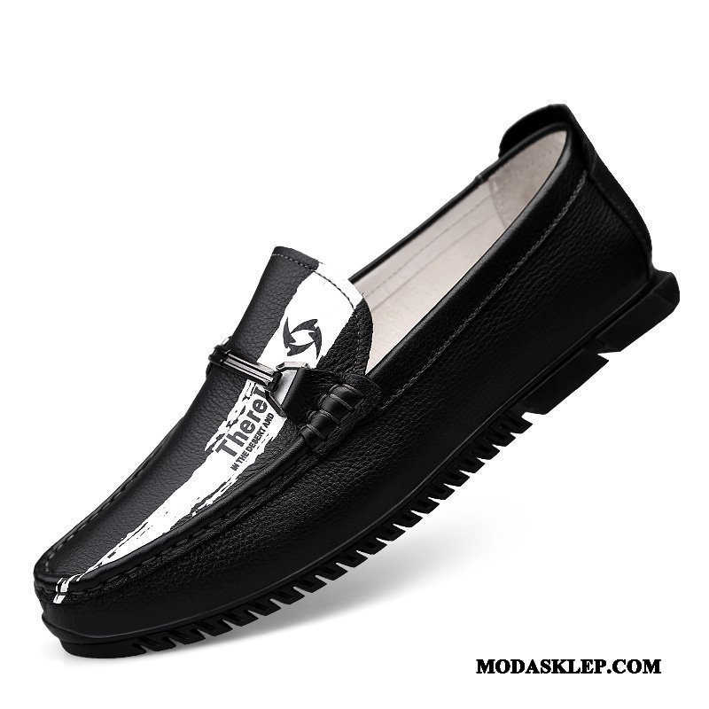 Męskie Mokasyny Sprzedam Slip On Prawdziwa Skóra Casual Wiosna Skórzane Buty Biały Czarny