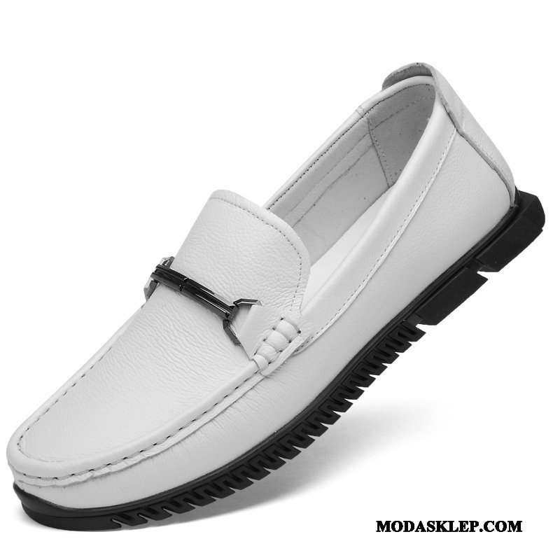 Męskie Mokasyny Sprzedam Slip On Prawdziwa Skóra Casual Wiosna Skórzane Buty Biały Czarny