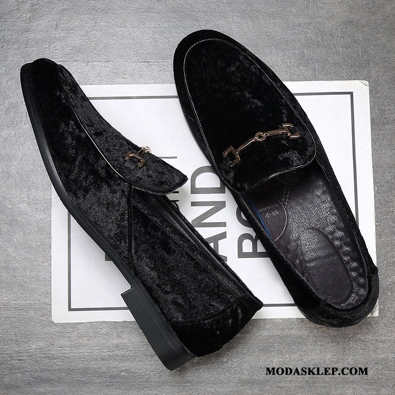 Męskie Mokasyny Sprzedam Zamszowe Loafers Casual Skórzane Buty Moda Niebieski