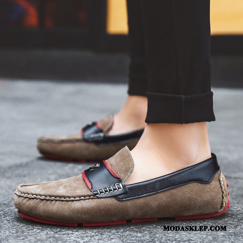 Męskie Mokasyny Tanie 2019 Buty Żeglarskie Casual Miękka Podeszwa Osobowość Khaki