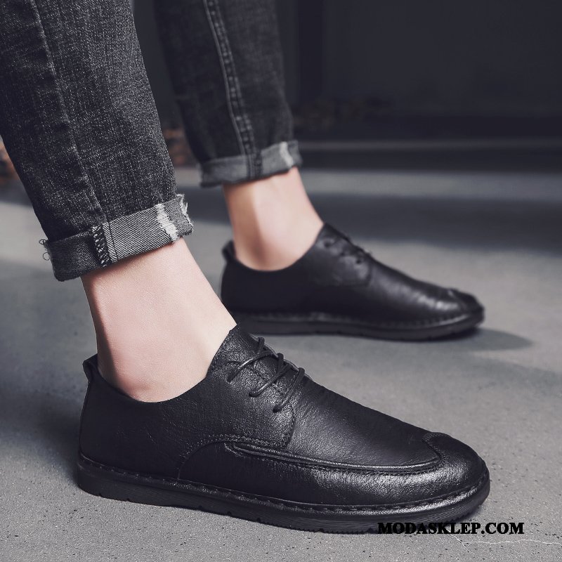 Męskie Mokasyny Tanie Brytyjski Casual Buty Skórzane Buty Biznes Czarny