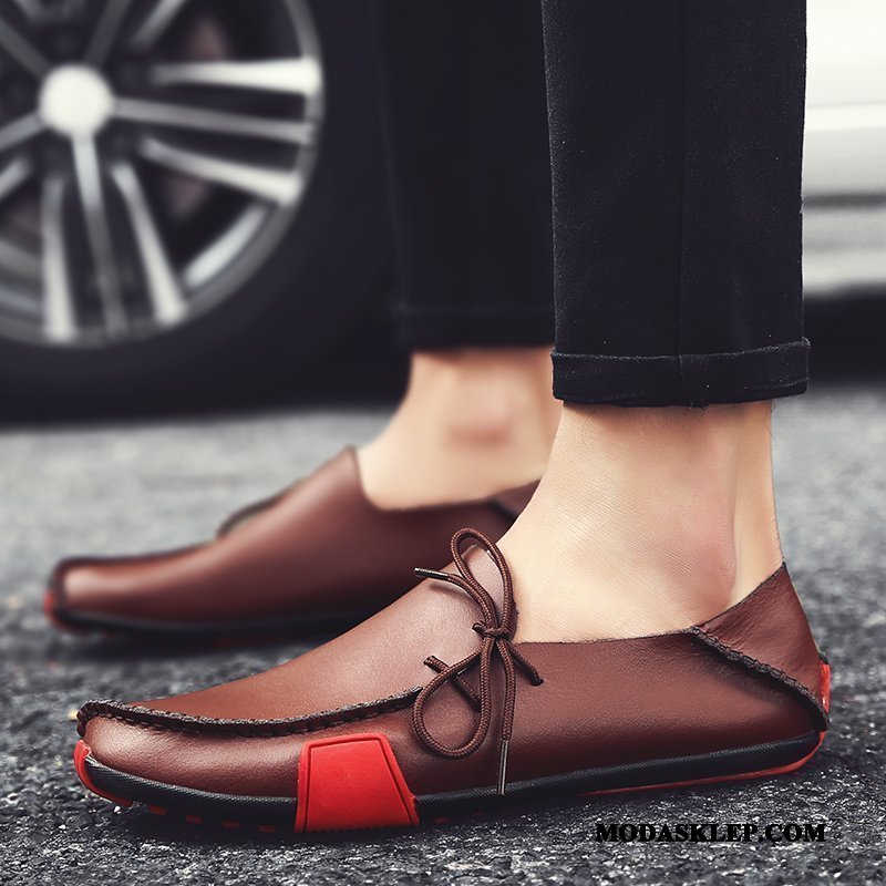 Męskie Mokasyny Tanie Buty Prawdziwa Skóra Duży Rozmiar Miękka Podeszwa Lekkie Czarny