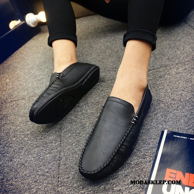 Męskie Mokasyny Tanie Buty Żeglarskie Wiosna 2019 Student Skóra Brązowy