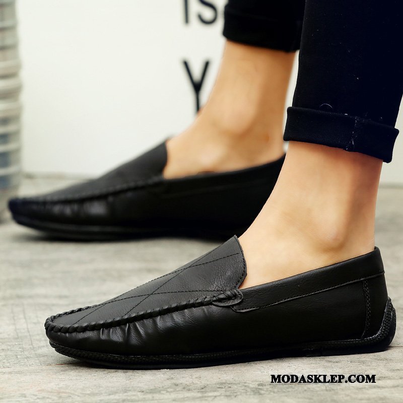 Męskie Mokasyny Tanie Buty Żeglarskie Wiosna 2019 Student Skóra Brązowy