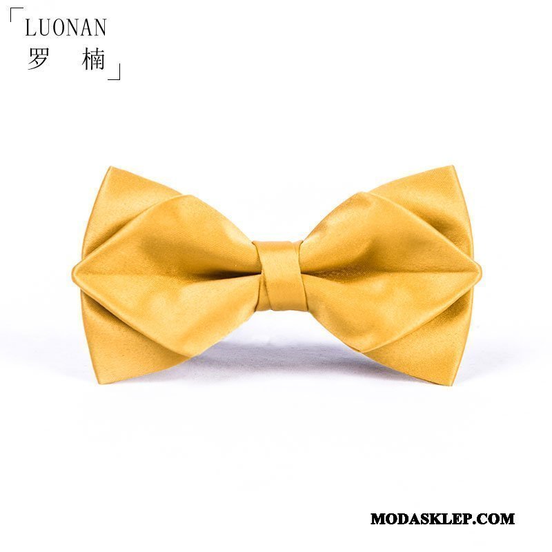 Męskie Muszka Oferta Groomsmen Męska Ślubna Gospodarz Kołnierz Kwiatowy Złoty Żółty