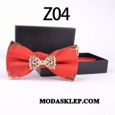Męskie Muszka Sprzedam Męska Krawat Pan Młody Groomsmen Ślubna Złoty Czerwony