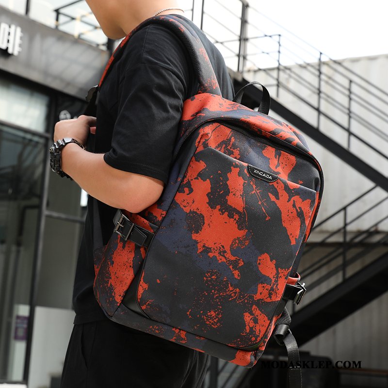 Męskie Plecak Sprzedam Trendy Moda Prosty Płótno Student Kamuflaż Pomarańczowy