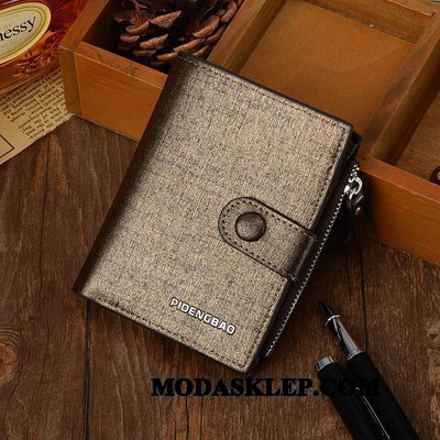 Męskie Portfele Kup Telefon Zamek Moda Męska Krótki Złoty