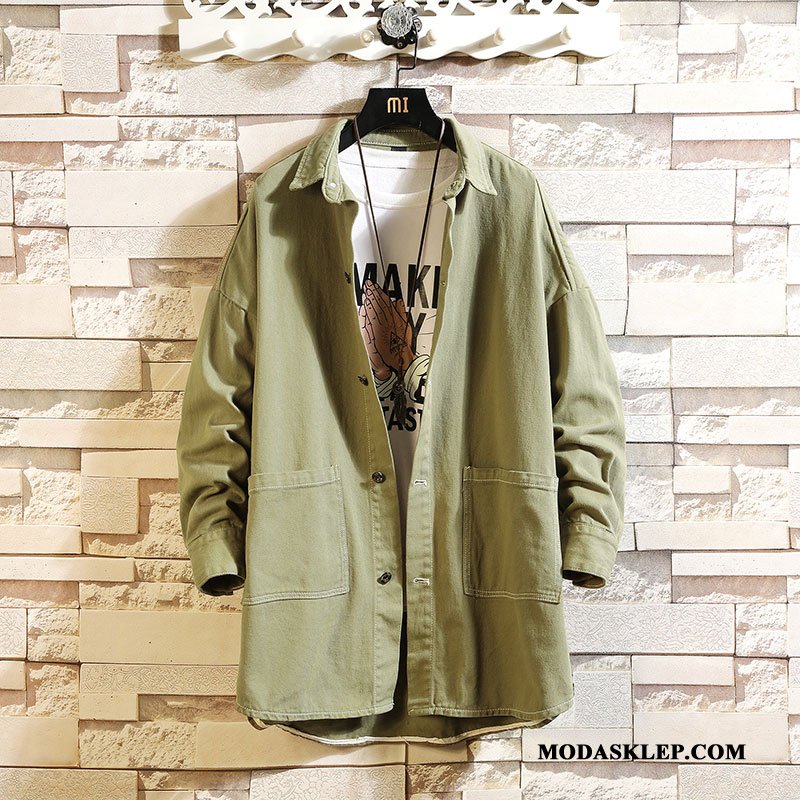 Męskie Prochowiec Sklep Tendencja Klapa Męska Casual Denim Khaki