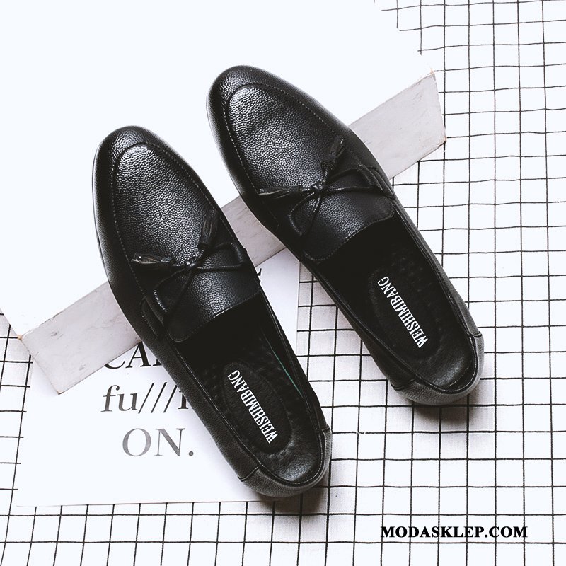 Męskie Półbuty Wizytowe Kup Dla Kierowców Tendencja Skórzane Buty Męska Slip On Czarny