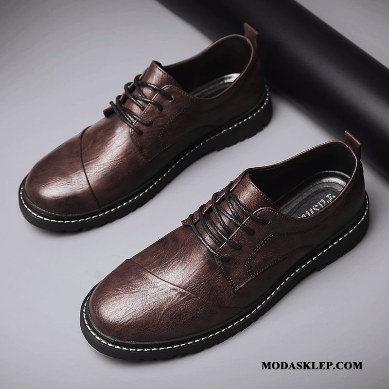 Męskie Półbuty Wizytowe Oferta Brytyjski Biznes Męska Skórzane Buty Tendencja Brązowy
