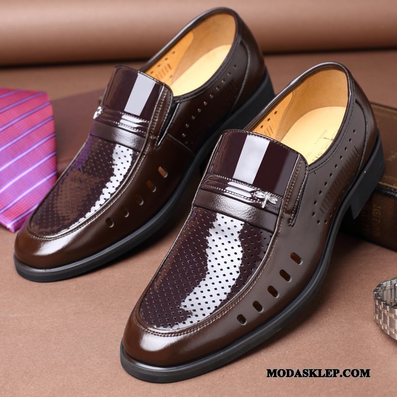 Męskie Półbuty Wizytowe Oferta Lato Winda Skórzane Buty Biznes Męska Czarny